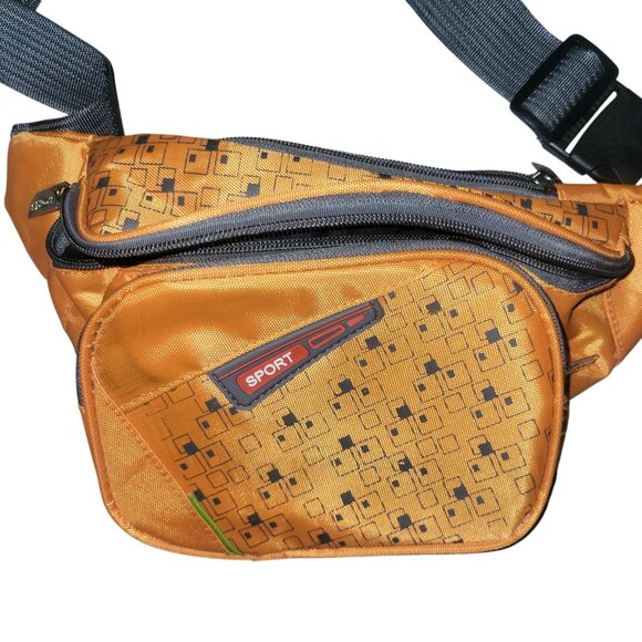 Vintage-Style Orange Sport Waist Bag With Adjustable Strap Durable Design Multip - Picture 2 of 6